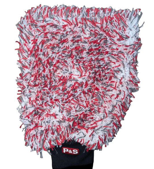 P&S Twister Microfiber Wash Mitt Red/White